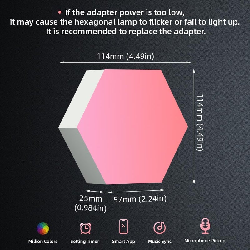 IFTHFOUR Hexagon LED Wall Light Panels: Smart RGB Color-Changing Hexagon Lights with App & Remote Control, Music Sync Mode,DIY Wall Decor for Bedroom, Gaming Room, Home Theater (8) - Image 2